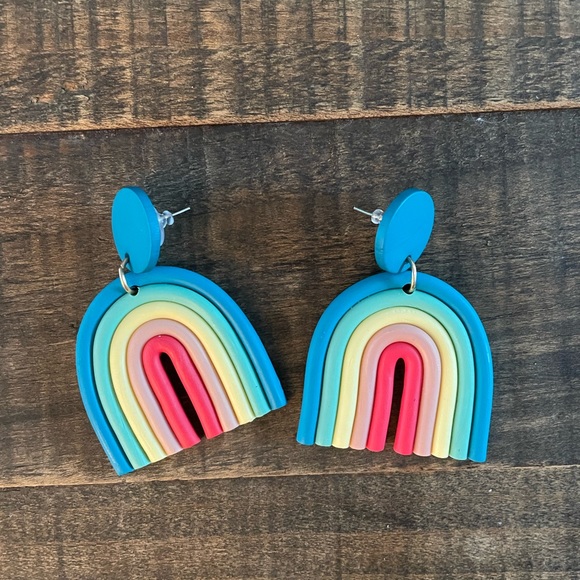 Jewelry Blue Clay Rainbow Earrings Poshmark